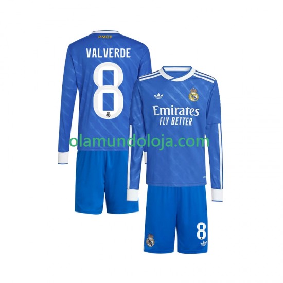 Camisola Real Madrid Valverde 8 Criança Equipamento Terceiro 2025-2026 Manga Comprida